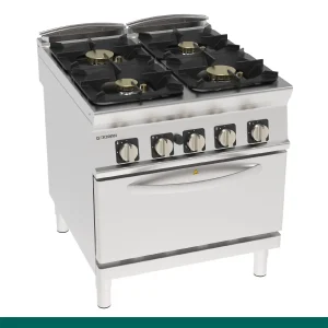 Fogão Tecnoinox Tecno 90 - 4 Queimadores a Gás com Forno a Gás Estático GN 2/1 com 1 grelha - 313273 - PFH8GG9