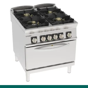 Fogão Tecnoinox Tecno 90 - 4 Queimadores a Gás com Forno Elétrico Estático GN 2/1 com 1 grelha - 313276 - PFH8G9