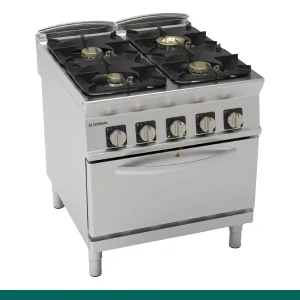 Fogão Tecnoinox Tecno 90 - 4 Queimadores a Gás Super com Forno Elétrico Ventilado GN 1/1 com 1 grelha - 313279 - PFH8SV9