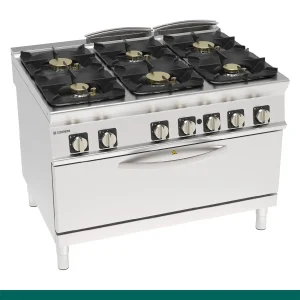 Fogão Tecnoinox Tecno 90 - 6 Queimadores a Gás com Forno a Gás Estático Fullsize com 1 grelha - 313290 - PFXH12GG9