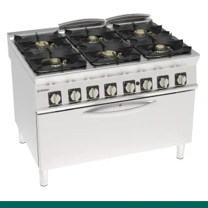 Fogão Tecnoinox Tecno 90 - 6 Queimadores a Gás com Forno a Gás Estático Fullsize e Grill Elétrico com 1 Grelha - 313293 - PFXH12GGE9
