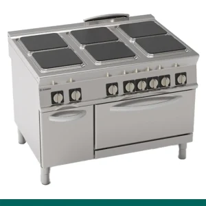 Fogão Tecnoinox Tecno 90 - 6 Placas Quadradas Elétricas com Forno Elétrico Estático GN 2/1 com 1 Grelha- 316039 - PF12E9