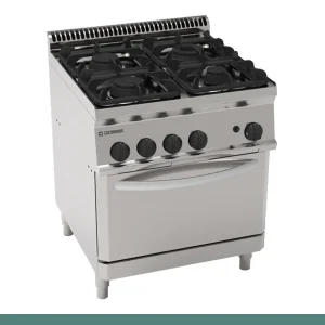 Fogão Tecnoinox Tecno 70 - 4 Queimadores a Gás com Forno a Gás Estático GN 2/1 com 1 Grelha - 613011 - PF70GG7