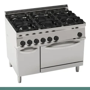 Fogão Tecnoinox Tecno 70 - 6 Queimadores a Gás com Forno a Gás Estático GN 2/1 com 1 Grelha - 613014 - PF105GG7