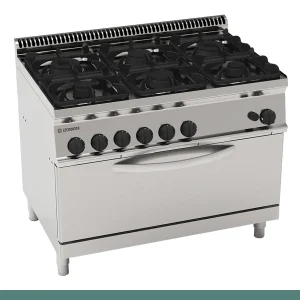 Fogão Tecnoinox Tecno 70 - 6 Queimadores a Gás com Forno Fullsize a Gás Estático GN 2/1 com 1 Grelha - 613016 - PFX105GG7