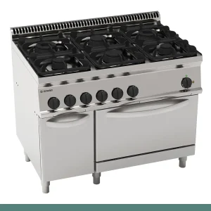 Fogão Tecnoinox Tecno 70 - 6 Queimadores a Gás com Forno Elétrico Convecção GN 1/1 com 1 Grelha - 613018 - PF105V7