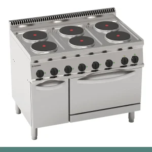 Fogão Tecnoinox Tecno 70 - 6 Placas Redondas Elétricas com Forno Elétrico Estático GN 2/1 com 1 Grelha - 616016 - PFR105E7