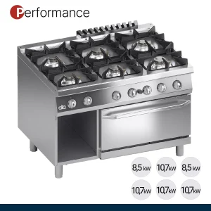 ATA - Série 900 - Fogão a Gás Performance 6 Queimadores + Forno a Gás GN 2/1 - K4GCU15FFP