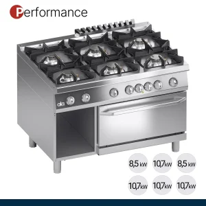 ATA - Série 900 - Fogão a Gás Performance 6 Queimadores + Forno Elétrico GN 2/1 - K4MCU15FFP