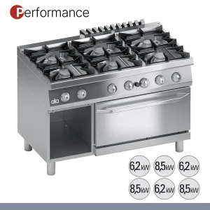 ATA - Série 700 - Fogão a Gás com Forno GN 2/1 Performance 6 Queimadores K7GCUP15FF