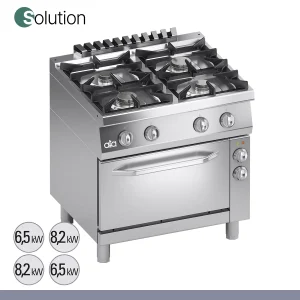 ATA - Série 700 - Fogão a Gás com Forno Elétrico Ventilado Solution 4 Queimadores K7MCUS10FV