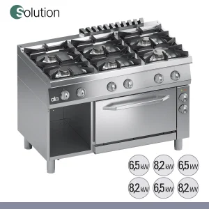 ATA - Série 700 - Fogão a Gás com Forno Elétrico Ventilado Solution 6 Queimadores K7MCUS15FV