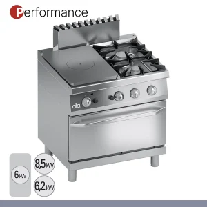 ATA - Série 700 - Fogão a Gás Performance 2 Queimadores e Solid Top e Forno GN 2/1 K7GCTP10FF