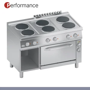 ATA - Série 700 - Fogão Elétrico Performance 6 Placas Redondas com Forno Elétrico GN 1/1 Ventilado K7ECU15FV